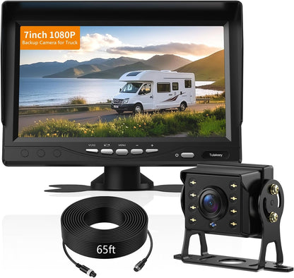 Wired Reverse Backup Camera with 7" Screen, Waterproof IP68, Night Vision Vehicle Camera for Truck