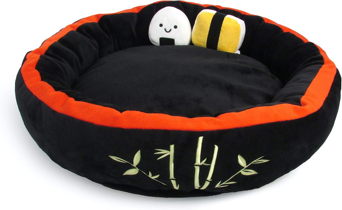 TONBO Soft Plush Small Cute and Cozy Sushi Dog Cat Bed with Two Sushi Crinkle Toys, Washer and