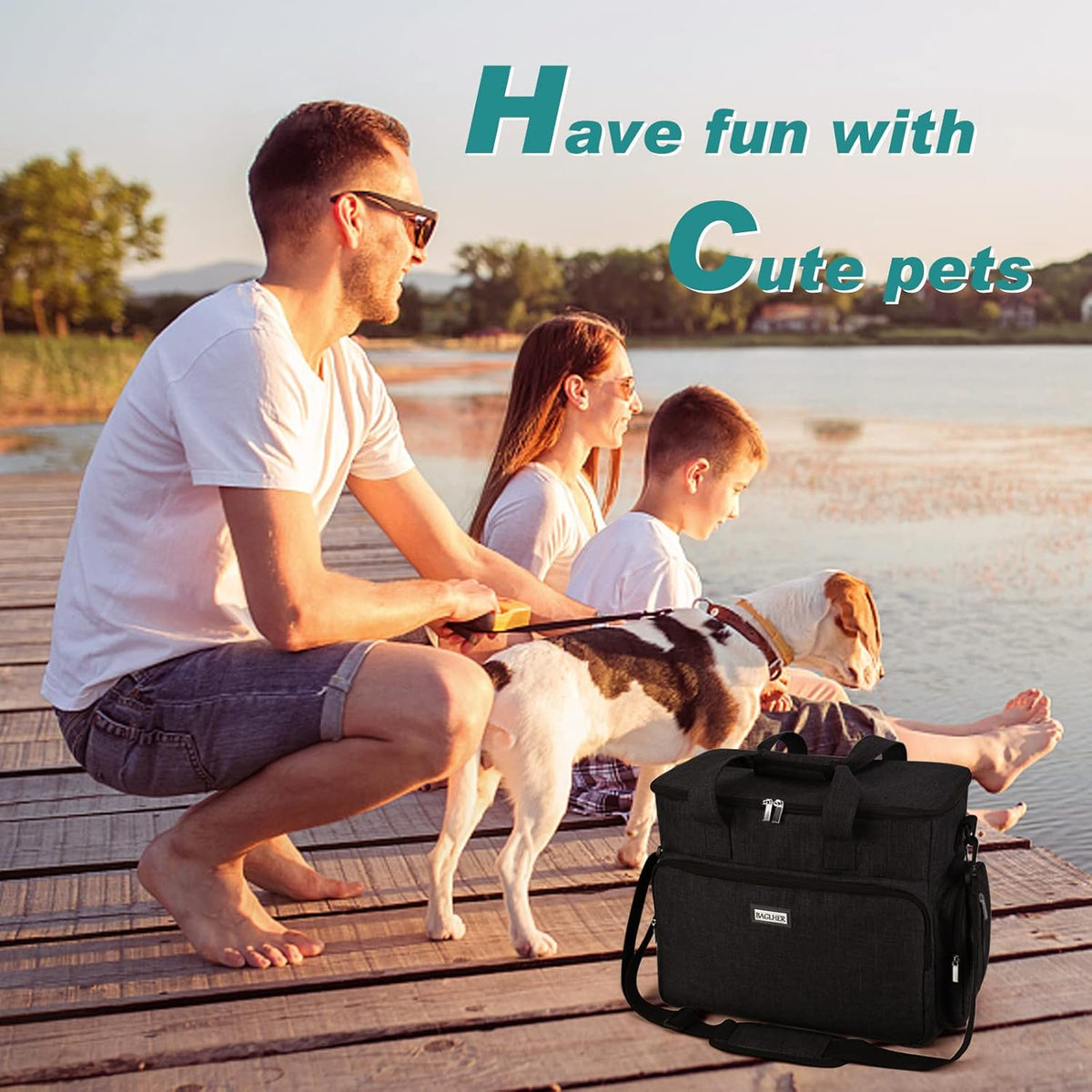BAGLHER Dog Travel Bag, Airline Approved Pet Tote Organizer with Multi-Function Pockets, 2 X Food
