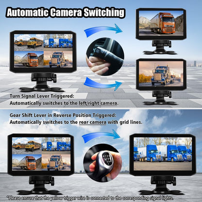 VSYSTO 4CH Truck Dash Camera System DVR Recorder Waterproof Backup Camera Front&Sides&Rear VGA for