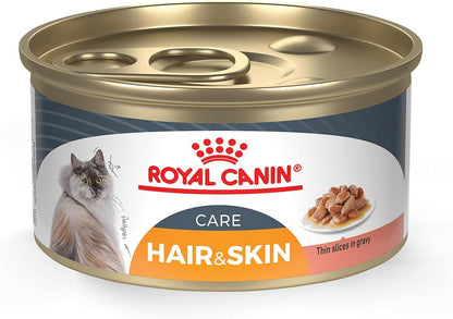 Royal Canin Feline Care Nutrition Hair & Skin Care Thin Slices in Gravy Canned Cat Food, 3 Ounce
