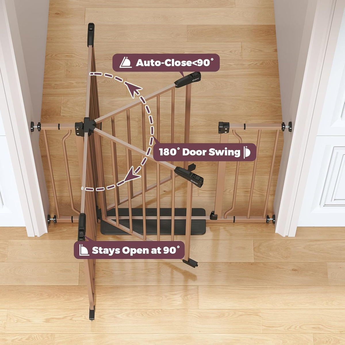 29"-40" Baby Gate for Stairs, Auto Close Stroller Friendly Dog Gate Indoor for Doorways, Pressure