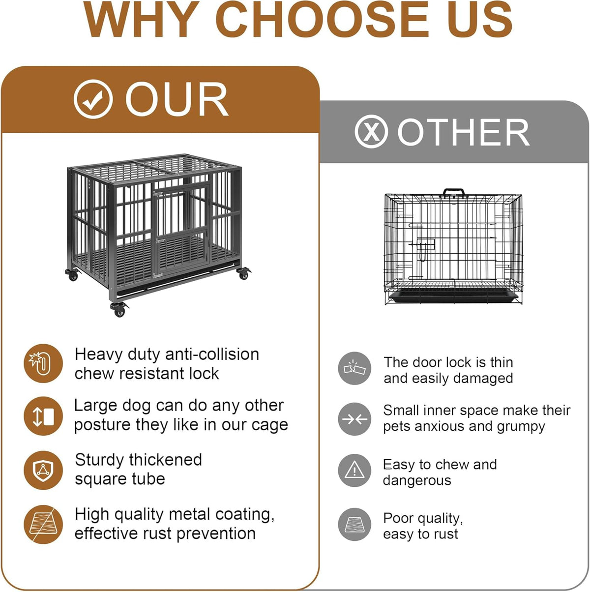 Polar Aurora Heavy Duty Dog Crate, Foldable Indestructible Dog Kennel, Escape Proof Extra Large Dog