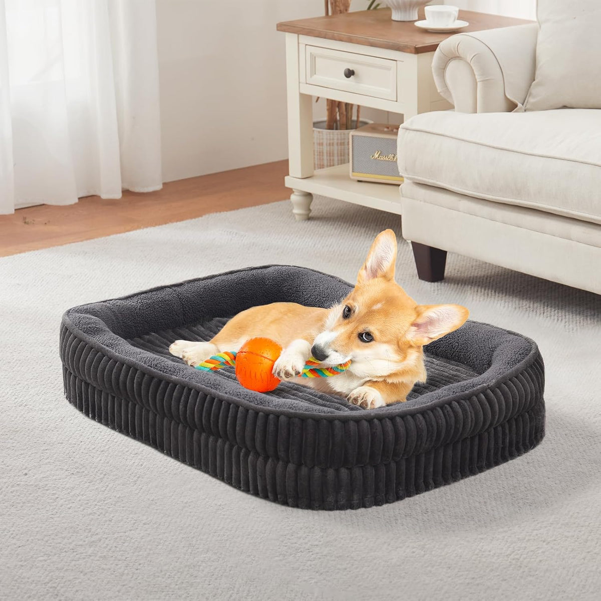 Orthopedic Dog Bed for Medium Dogs Breeds, High Density Egg Crate Foam Dog Sofa Beds,Oval Kennel