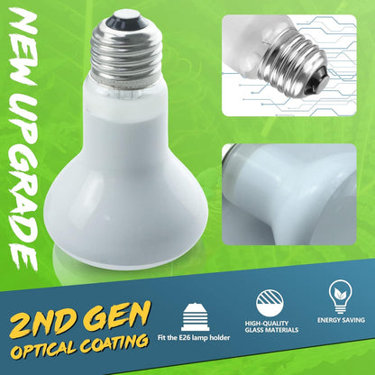 LUCKY HERP 2 Pack 50W Reptile Heat Lamp Bulb (2nd Gen), Amphibian Basking Light Bulb, Reptile