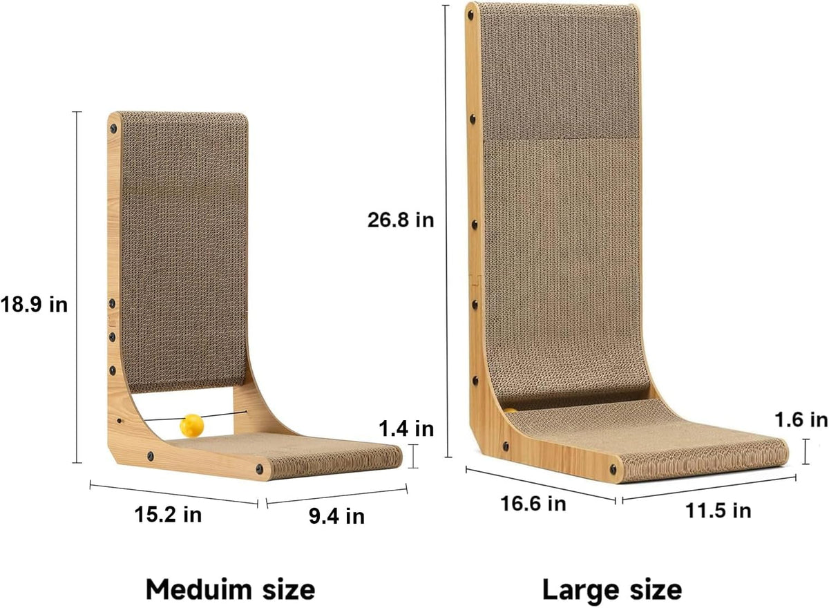 FUKUMARU Cat Scratcher, 18.9 Inch L Shape Cat Scratch Pad, Vertical Cat Scratcher Wall Mounted, Cat