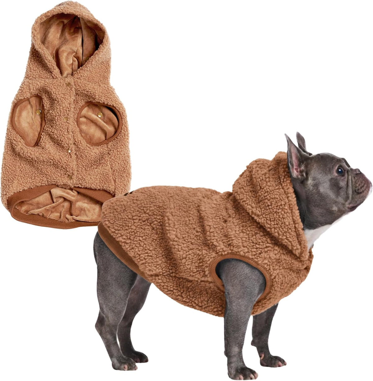 Spark Paws Teddy Dog Sweater, Sherpa Jacket Vest with Warm Fleece Lining, Winter Coat Suitable for