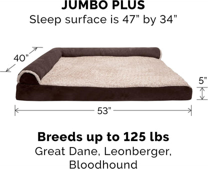 Furhaven Cooling Gel Dog Bed for Large Dogs w/ Removable Bolsters & Washable Cover, For Dogs Up to