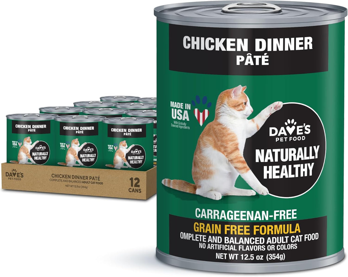 Dave's Pet Food Grain Free Wet Canned Cat Food Pate(Chicken), Made in USA Naturally Healthy, Wheat