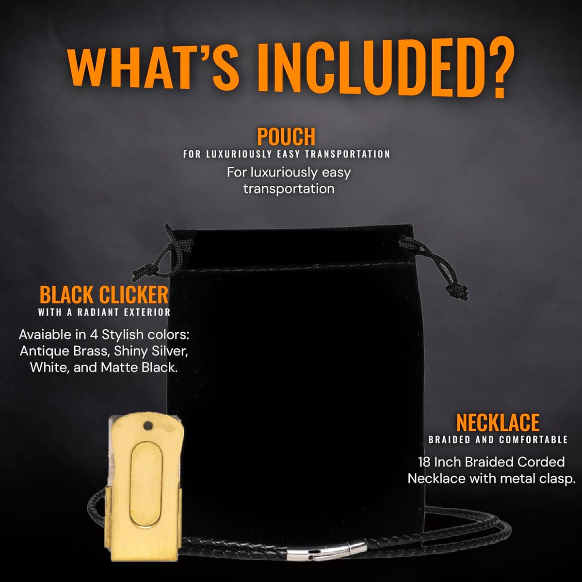 Gold Dog Clicker with Necklace - Clickers for Pet Training - Dog Training & Behavior Aids Easy to
