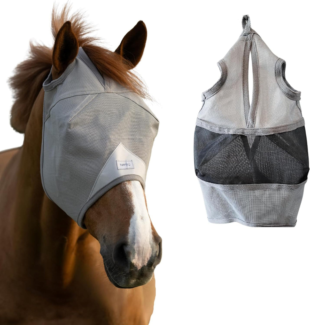 Horse Fly Mask Without Ears | 95% UV Eye Protection | Built-in Visor | Breathable, Lightweight Mask