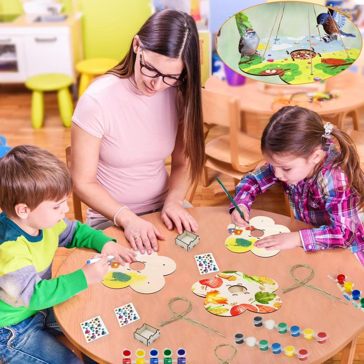 12 Pack Bird Feeder Craft Kits for Kids Ages 3-5 4-8 8-12, DIY Wooden Art Painting Outdoor Bulk