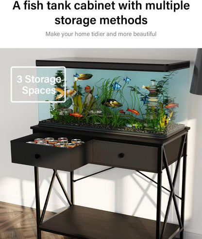 Fish Tank Stand 40 Gallon: Sturdy Aquarium Stand with Accessories Storage - Metal Fish Tank Table