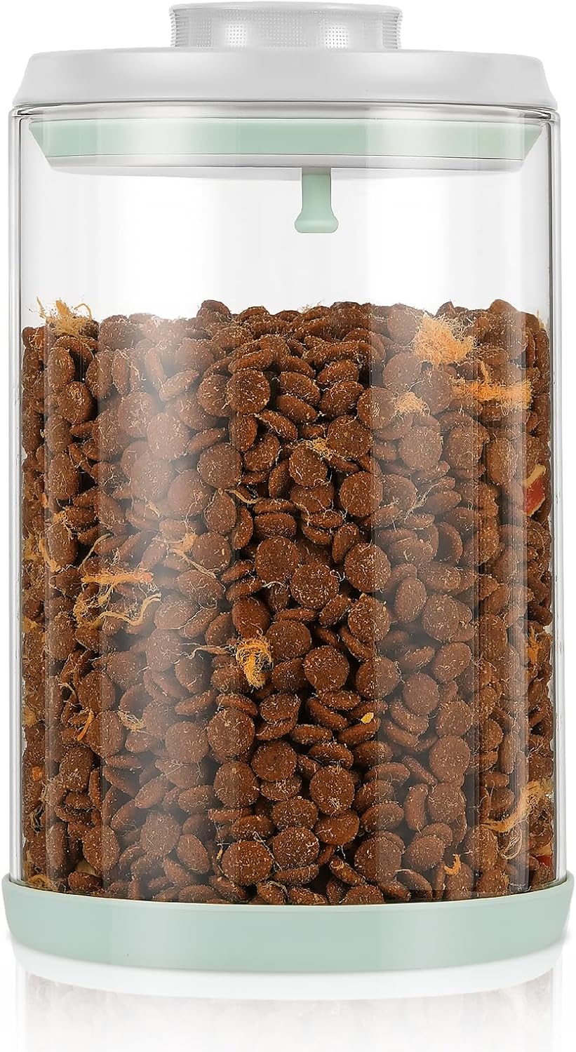 Dog Treat Container Airtight Jar 2.2Qt/2L, Glass Food Jars with One-Touch Lid for Dog or Cat
