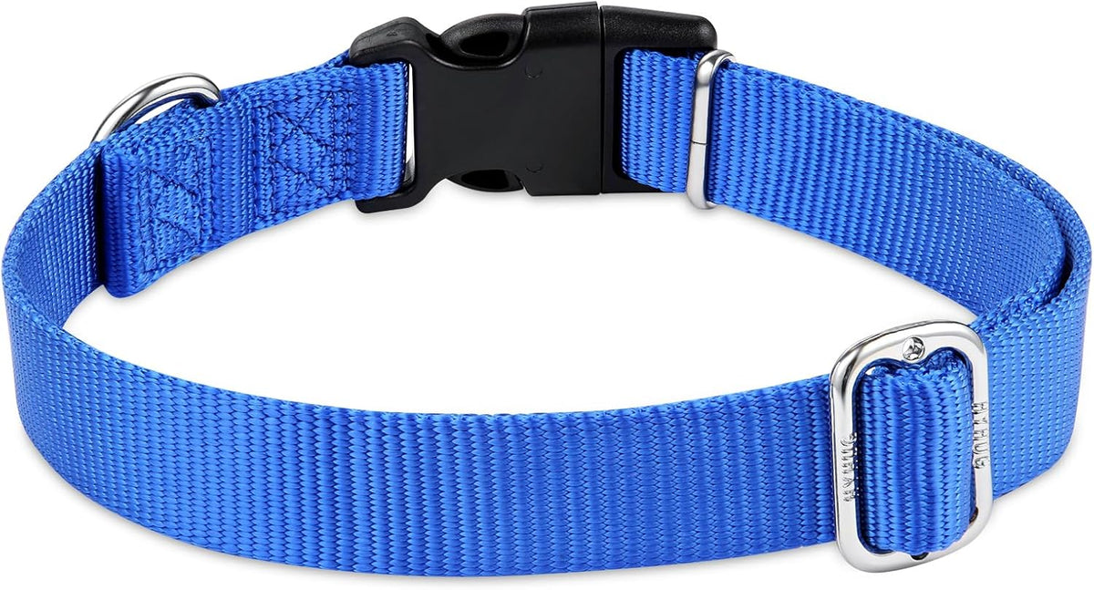 Hyhug Medium Dog Collar, Blue:Heavy-Duty Quick-Release Nylon Buckle, Adjustable & Durable, Cute Dog
