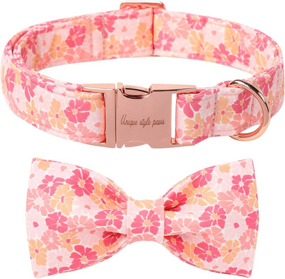Unique style paws Cartoon Dog Collar with Bow Spring Summer Puppy Collar with Flower for Small