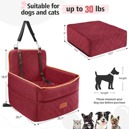 Dog Car Seat for Small Medium Dogs, Memory Foam Puppy Dog Booster Seat with Thick Cushion for Dogs