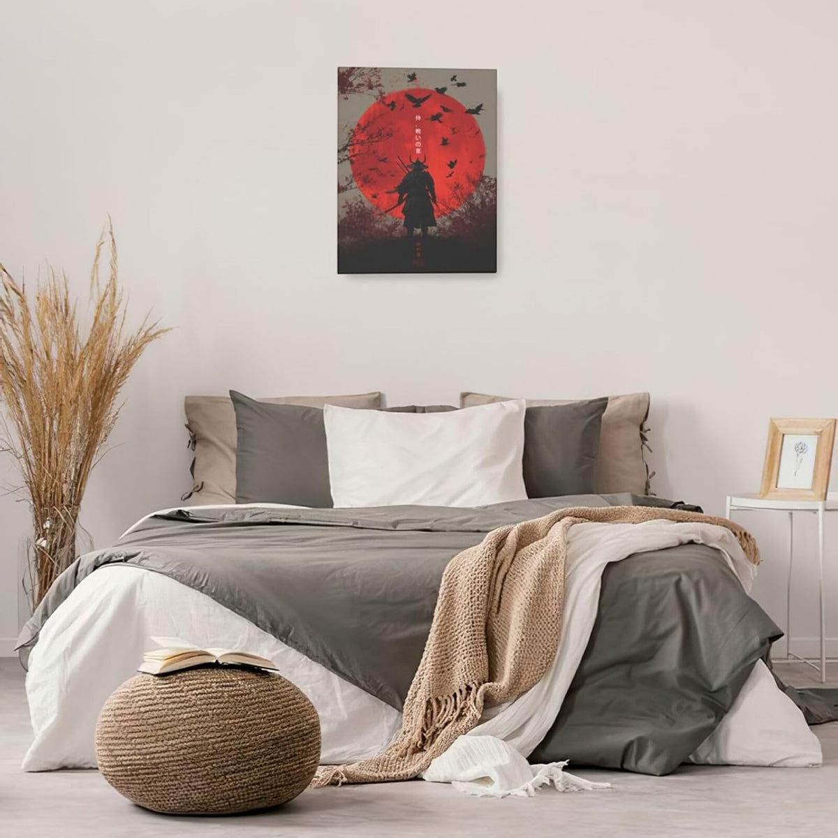 Japanese Armored Samurai Wall Art Modern Japan Warrior Canvas Wall Decor Asian Oriental Bushido