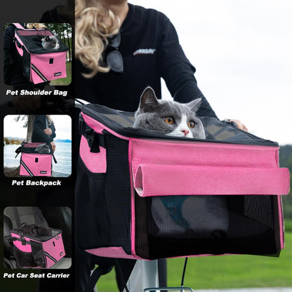 Pet Carrier Bicycle Basket Bag Pet Carrier/Booster Backpack for Dogs and Cats with Big Side