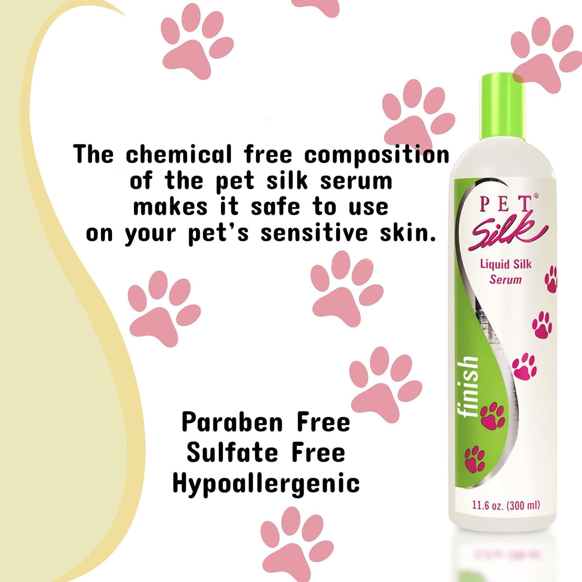 PET SILK Liquid Silk Serum, Leave-in Finishing Spray Conditioner & Detangler, Inused with Silk