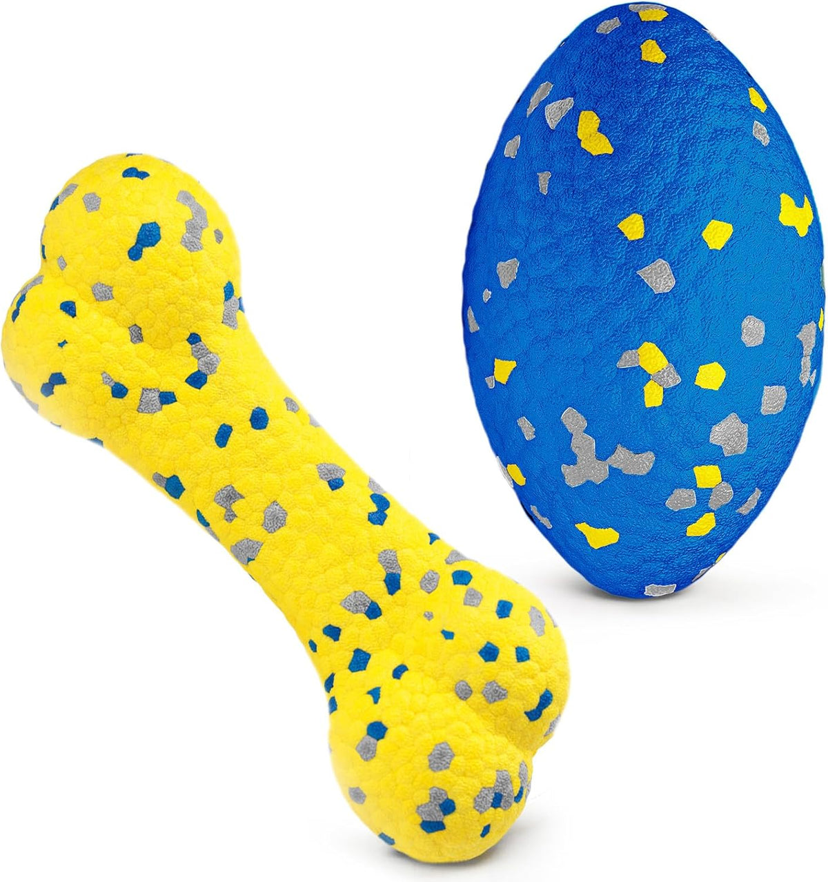 2Pcs Upgrade Bone Dog Balls+Rugby Dogs Toys for Aggressive Chewers, Indestructible Tennis Balls for