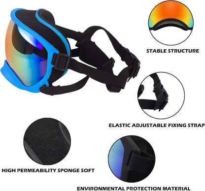 Winproof Large Dog Sunglasses with Adjustable Strap, UV Protection, Soft Goggles for Medium-Large