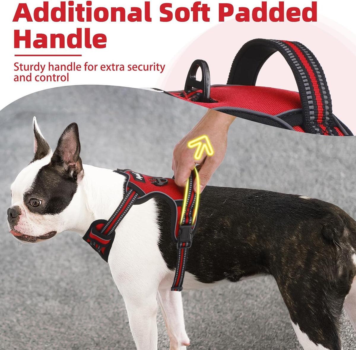 PUPTECK No Pull Dog Harness Medium Sized, Adjustable Reflective Dog Harness with Handle Easy