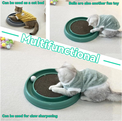 Interactive Cat Ball Track Toy for Indoor Cats, Cat Scratching Board & Exercise Set for Bored