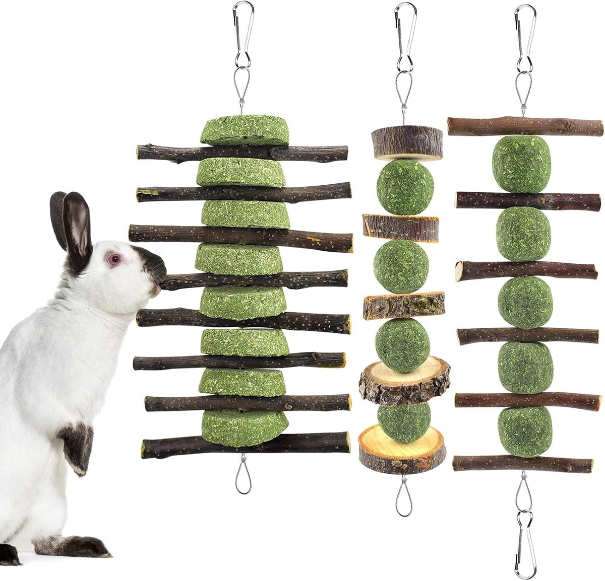 ERKOON Bunny Chew Toys, Rabbit Chew Toys for Teeth Grinding, Improve Dental Health, 100% Natural