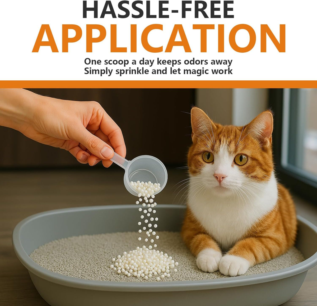 Cat Litter Deodorizer - Advanced Fragrance-Free Odor Control for Sensitive Cats - Reduces Scooping