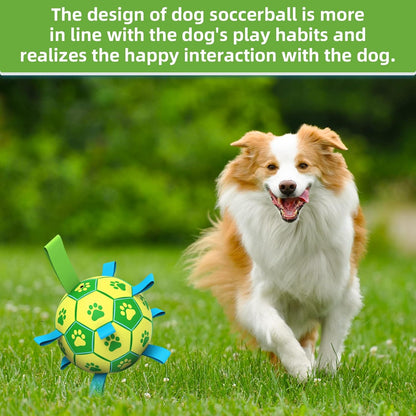 QDAN Dog Toys Soccer Ball, Dog Tug Toy, Water Toy, Durable Balls for Small Medium Dogs-Green