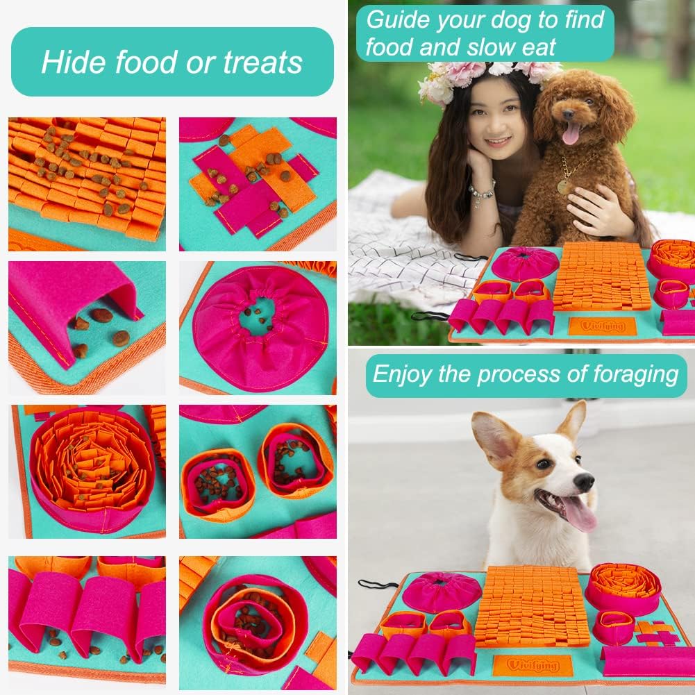 Vivifying Snuffle Mat for Dogs, Interactive Dog Enrichment Toys for Small Dogs and Cats Slow Eating