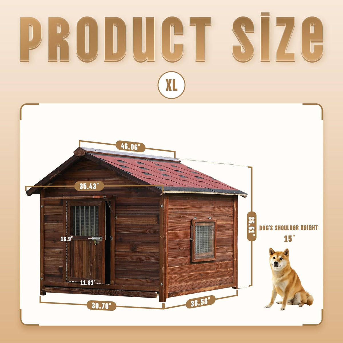 Extra Large Dog House Outdoor Made of Solid Pine Wood, Warm Doghouse, Dog House with Elevated Floor