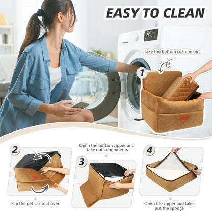 Dog Car Seat for Small Medium Dogs, Memory Foam Dog Booster Seats with Thick Cushion for Dogs Under
