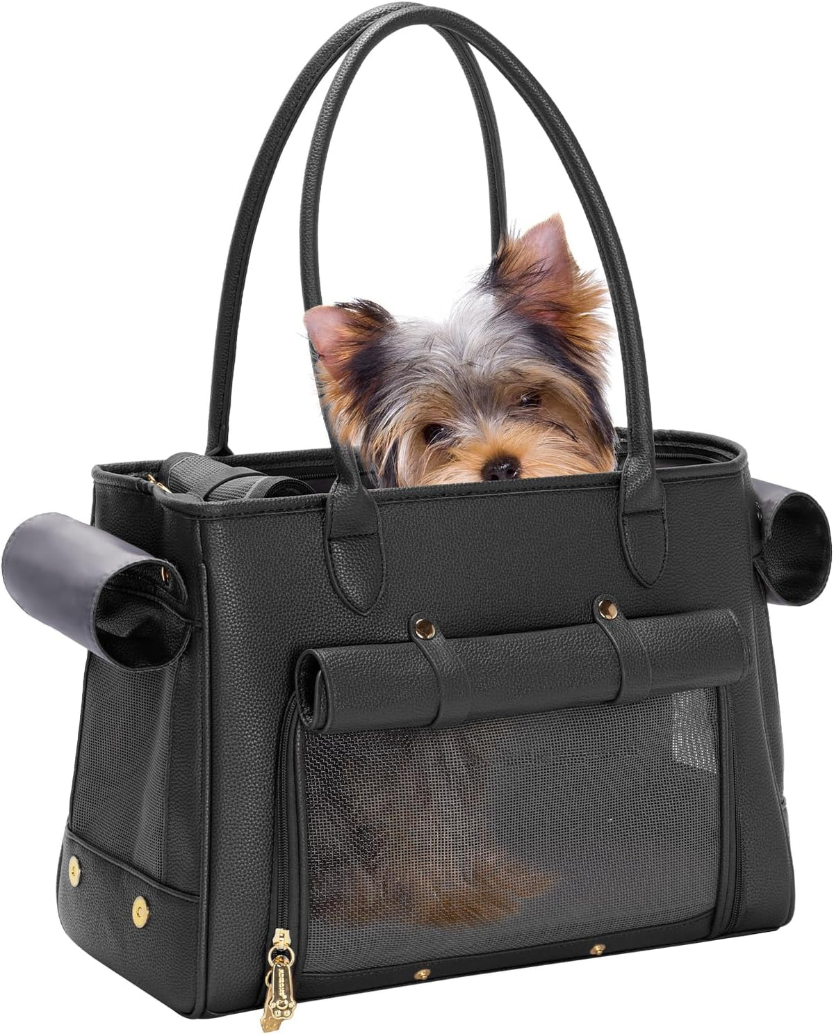 Fashion Pet Carrier Purse for Small Cat and Dog, Luxury Pu Soft-Sided Tote Bag with Large Pockets