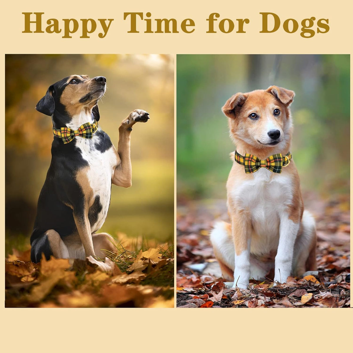 Unique style paws Bowtie Dog Collar Cotton Plaid Collar Adjustable Puppy Collar for Small Medium