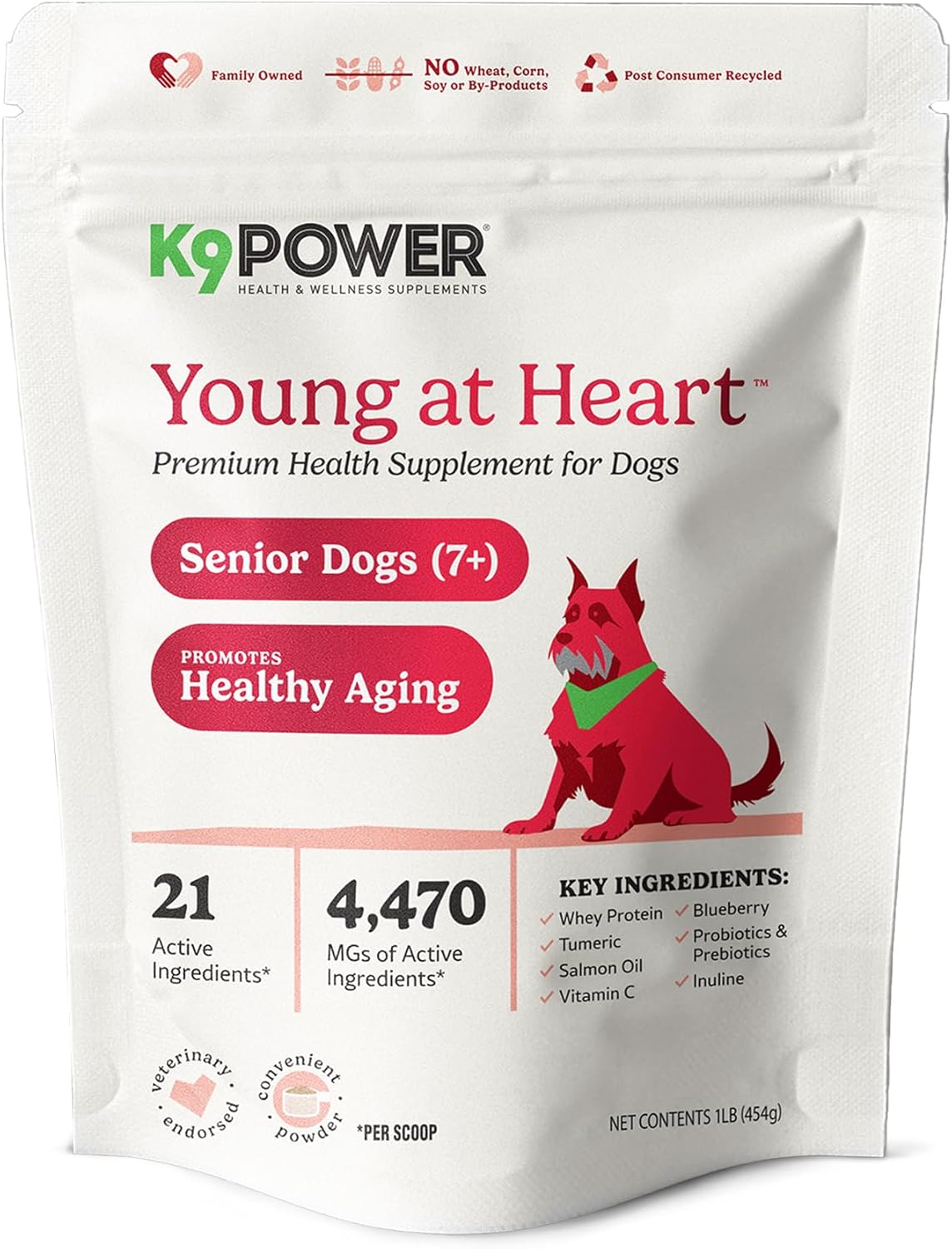 K9 Power Young at Heart Senior Dog Multivitamin 1 lb – Advanced Supplement for Seniors – Supports