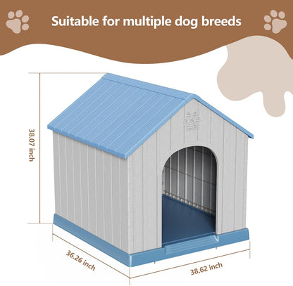 DRATO Indoor Outdoor Waterproof Dog House,PP Material,Puppy Shelter with Air Vents and Elevated