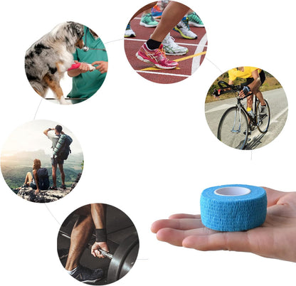 9 Pack 1" x 5 Yards Self Adhesive Bandage Wrap Self Stick Wrap for Ankle, Wrist, Finger, Sports