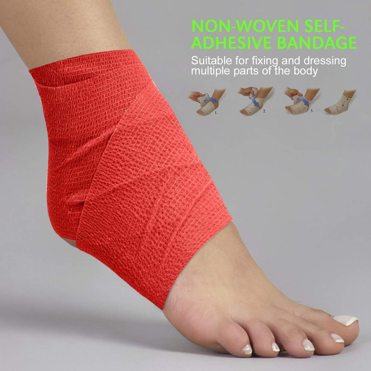 TOBWOLF 12PCS Self Adhesive Bandage, 4" x5yd / 10cmx4.5m Elastic Cohesive Bandage Wrap, Breathable