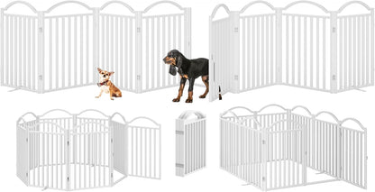BHG Metal No-Assembly Freestanding Dog Gate with Door Walk Through, Extra Wide 96", Extra Tall 32"