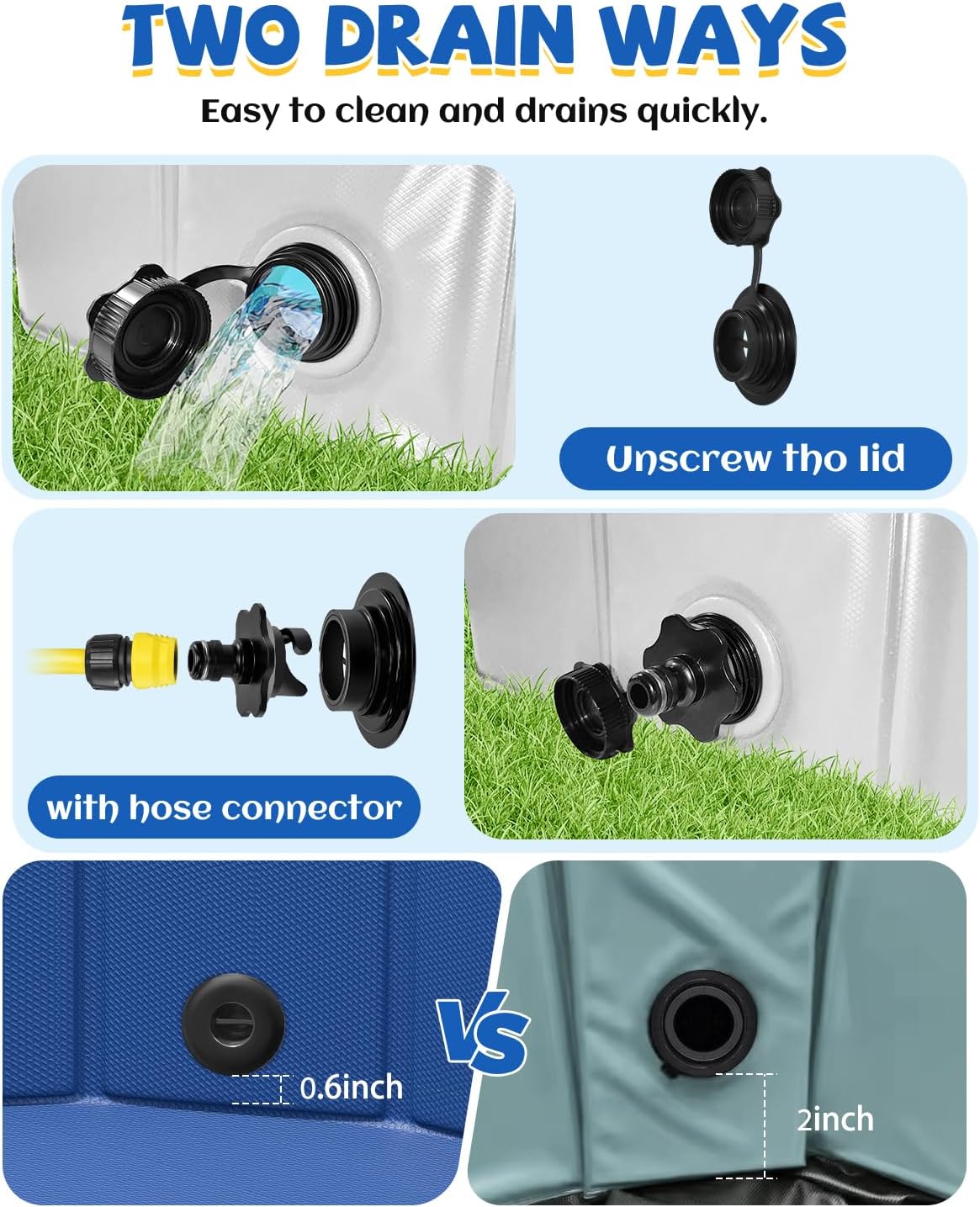 Portable Dog Pool PVC Pet Swimming Pool Bathtub Collapsible Dog Pool, Hard Plastic Pool for Pets to
