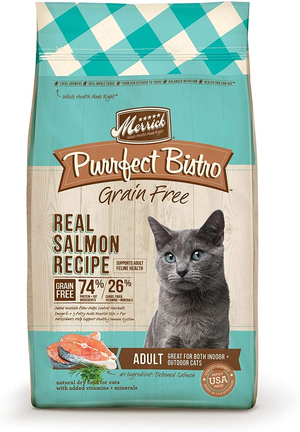 Merrick Purrfect Bistro Grain Free Natural Dry Cat Food For Adult Cats, Real Salmon And Sweet