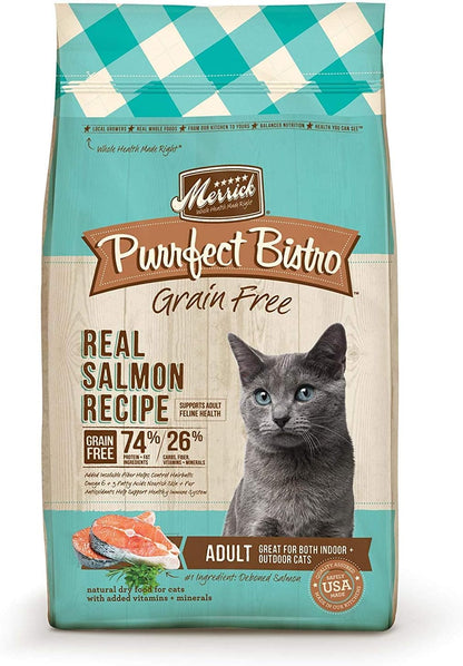 Merrick Purrfect Bistro Grain Free Natural Dry Cat Food For Adult Cats, Real Salmon And Sweet