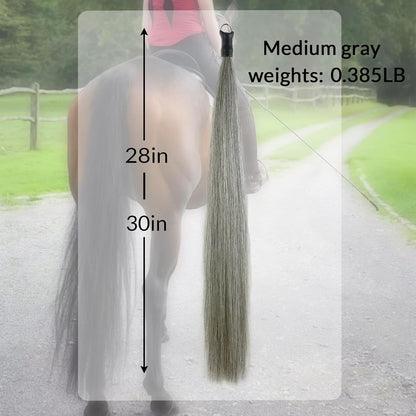 Horse Tail Extension with Braided Horsehair Loop, Blunt Cut Bottom, 3/8 lb, 28-30 inches (Medium