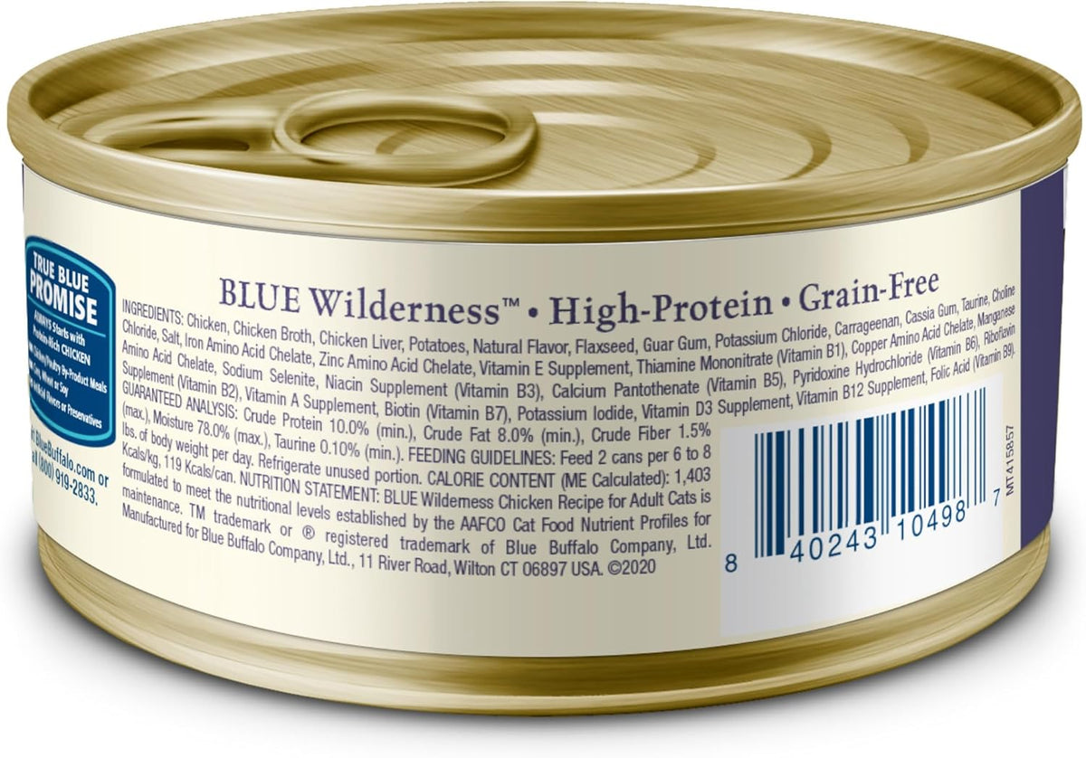 Blue Buffalo Wilderness High-Protein, Grain-Free Natural Wet Food for Adult Cats, Chicken Paté