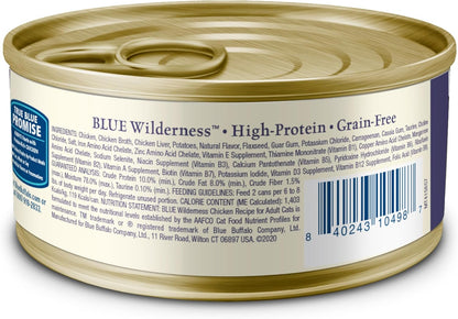Blue Buffalo Wilderness High-Protein, Grain-Free Natural Wet Food for Adult Cats, Chicken Paté