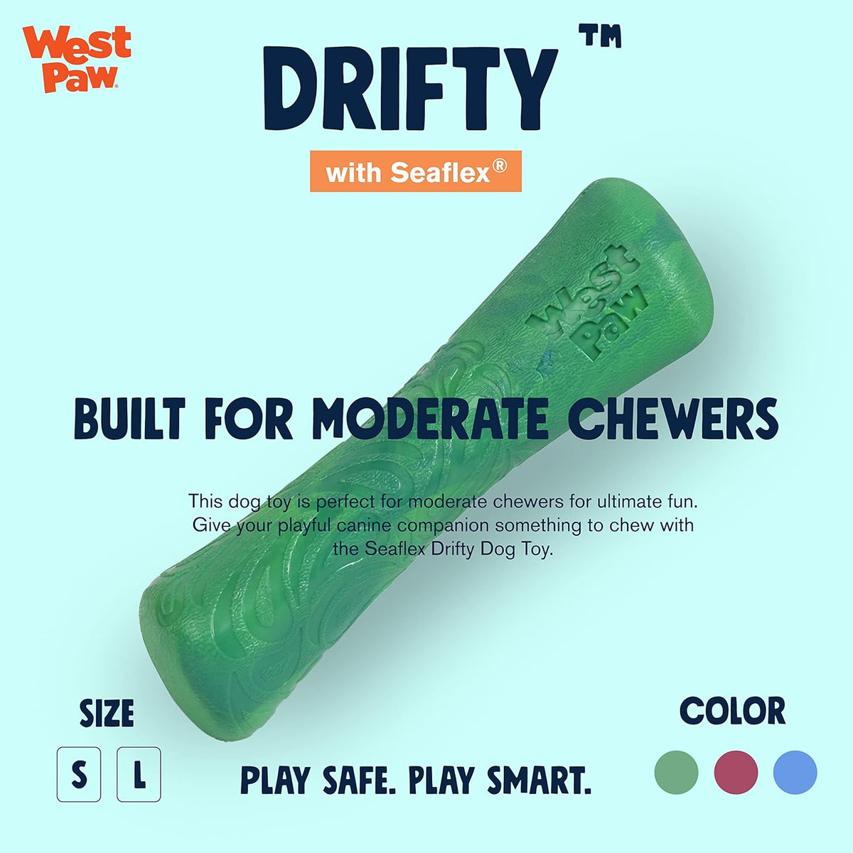 WEST PAW Seaflex Drifty Dog Toy – Machine Washable Dog Toys for Moderate Chewers – Eco-Friendly