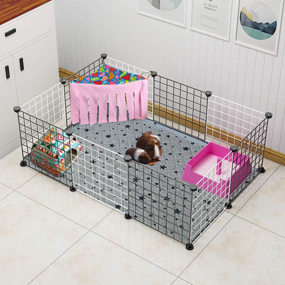 RIOUSSI Guinea Pig Hideout Hideaway Corner Fleece Toys Cage Accessories with Reversible Sides
