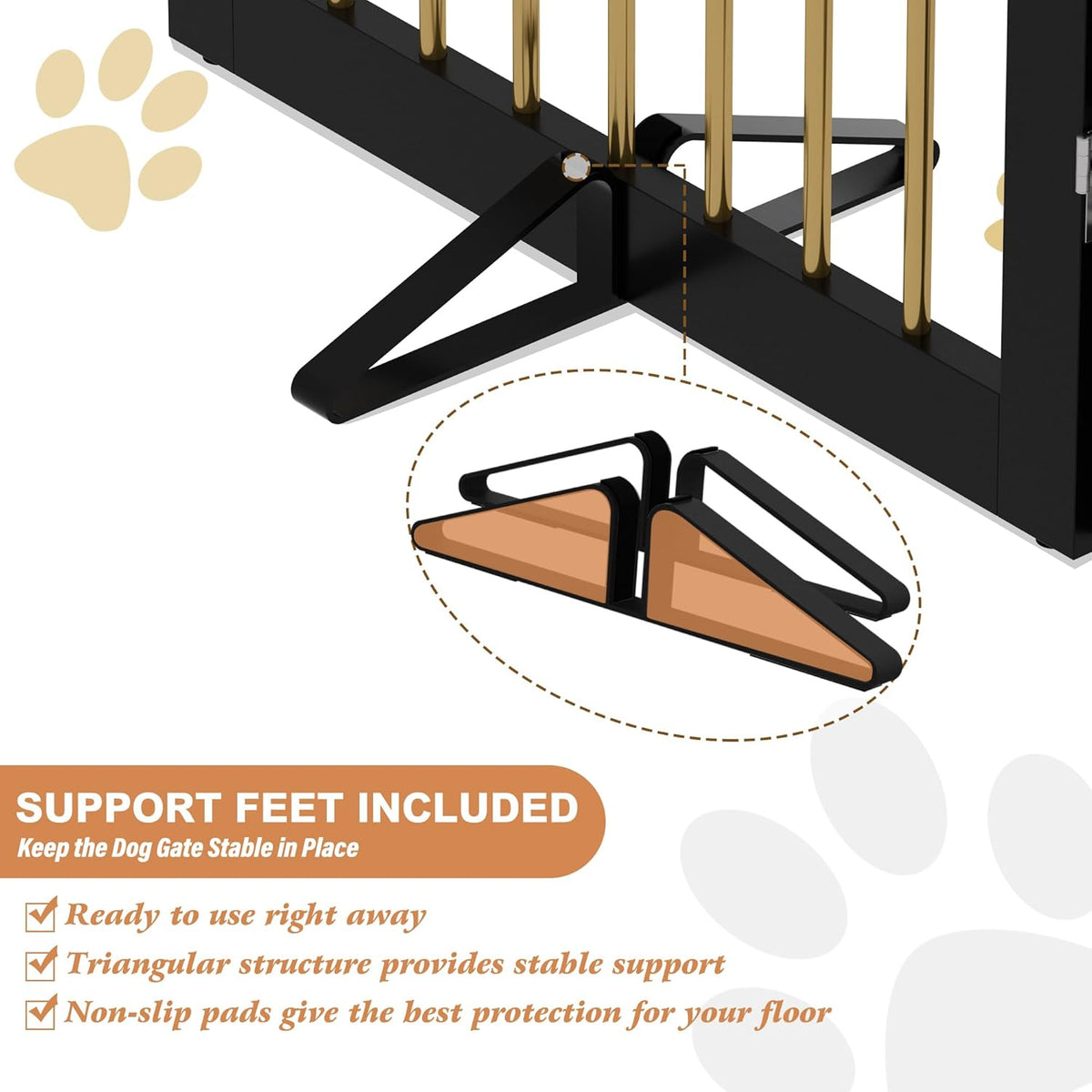 Freestanding Pet Gate for Dogs, Foldable Wooden Dog Gate for House, Indoor Dog Gate for Stairs